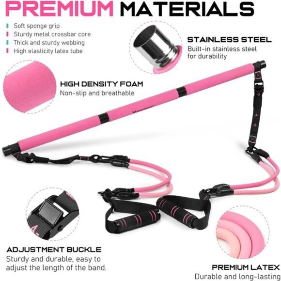 Pilates Bar Kit with Resistance Bands, Multifunctional Pilates Bar for Women Men - Picture 2 of 7